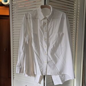 Open Criss Cross Back White Button Down Shirt for Women